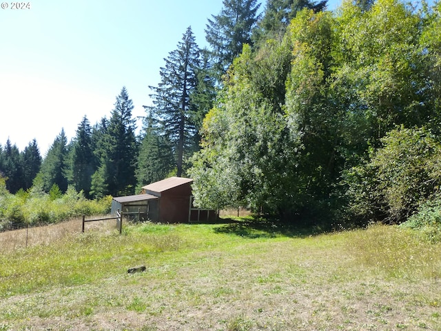 view of yard with an outbuilding