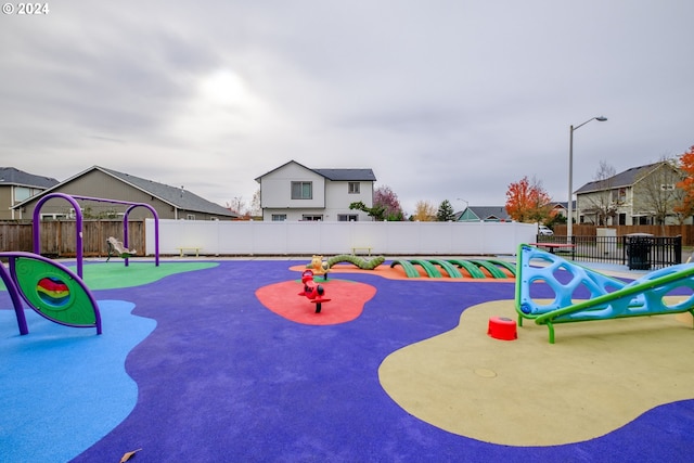 view of play area with fence