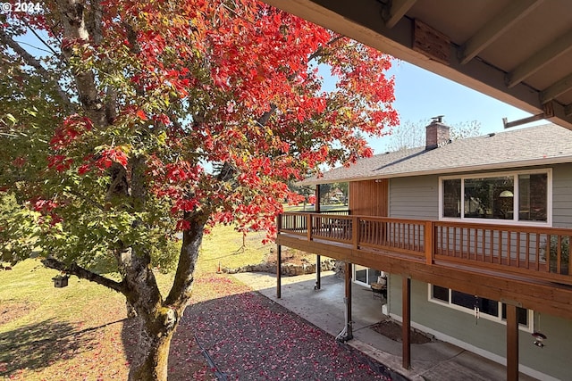 view of yard with a patio and a deck