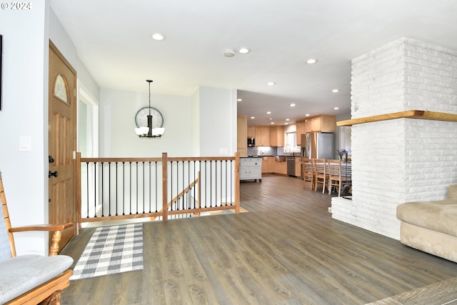 34603 SE Jarl Rd, Boring, OR 97009 - foyer featuring wood finished floors, recessed lighting, and a chandelier