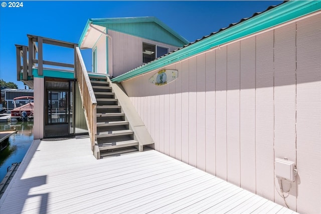 deck with a boat dock