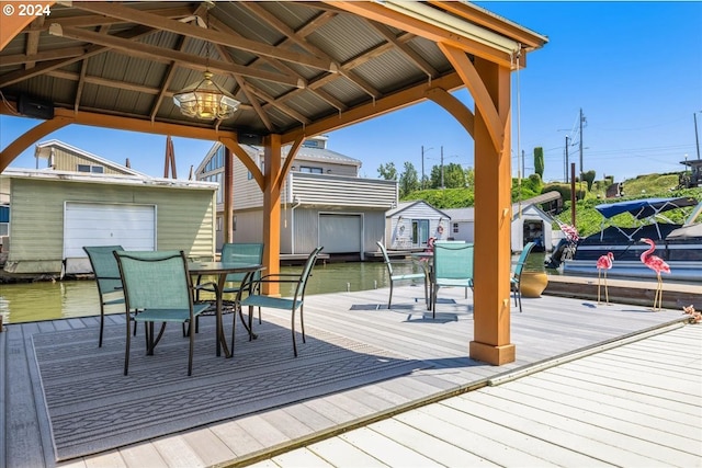 wooden deck featuring a gazebo