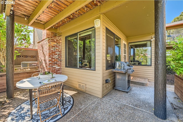 view of patio / terrace featuring a grill