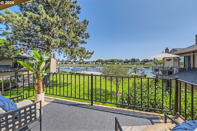 balcony with a water view