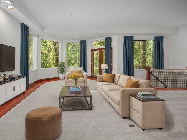 living room featuring light wood-type flooring