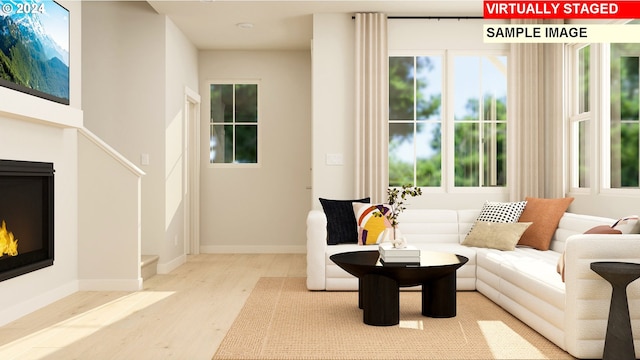 living room featuring light hardwood / wood-style flooring