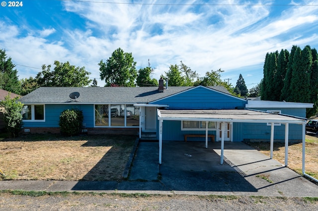 view of single story home