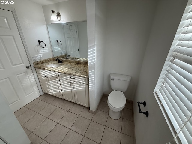 bathroom with tile patterned floors, vanity, and toilet