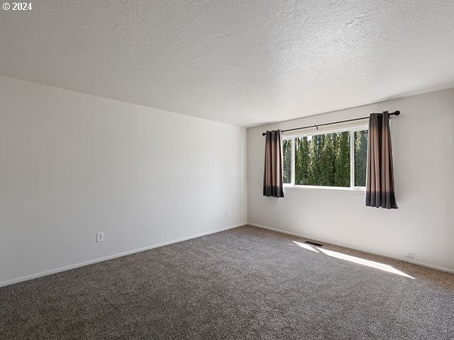 carpeted spare room featuring a textured ceiling