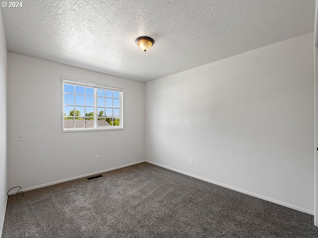 carpeted spare room featuring a textured ceiling