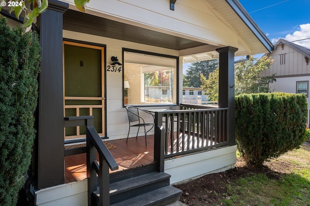 deck featuring a porch