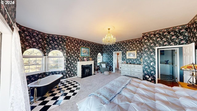 1545 Beach Ave, Brookings, OR 97415 - bedroom featuring a chandelier and carpet floors
