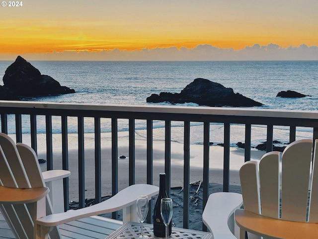 1545 Beach Ave, Brookings, OR 97415 - balcony at dusk with a beach view and a water view