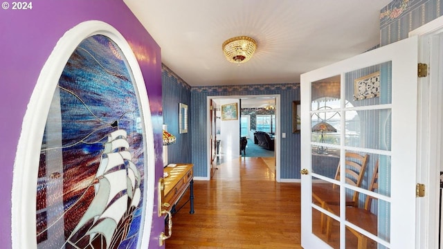 1545 Beach Ave, Brookings, OR 97415 - hall featuring french doors and wood-type flooring