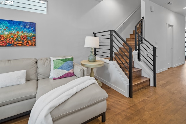 living room with hardwood / wood-style flooring