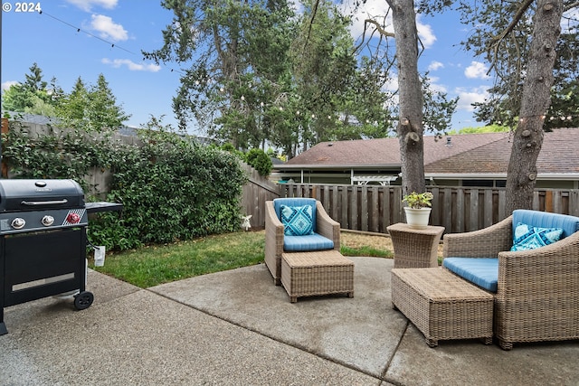 view of patio with a grill