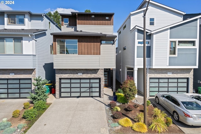 modern home featuring a garage