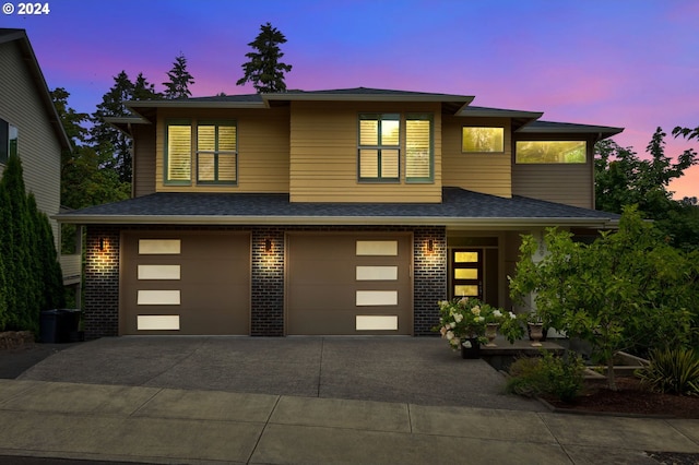 view of front of home with a garage