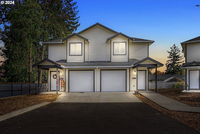 view of property featuring a garage