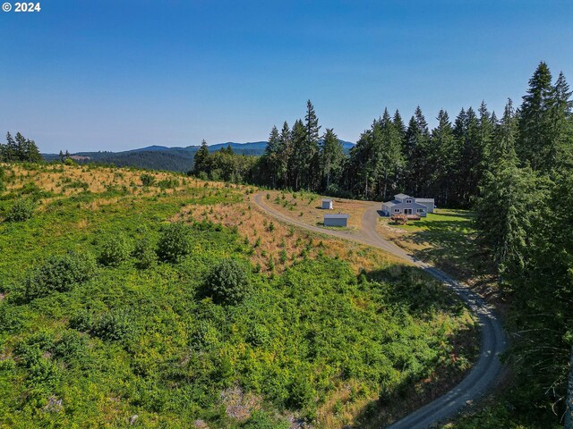 bird's eye view with a mountain view