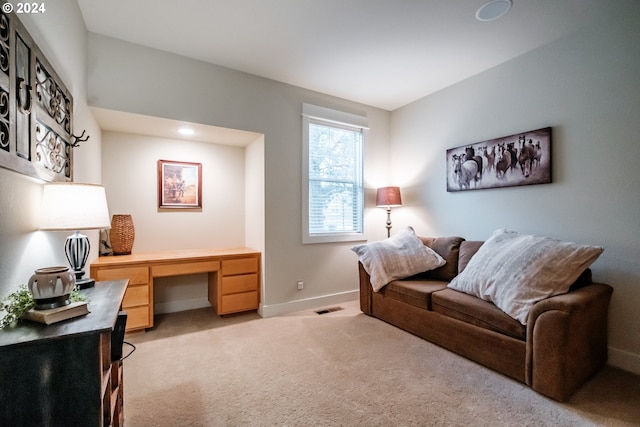 office space featuring light colored carpet