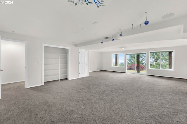 interior space with carpet floors, multiple windows, and baseboards