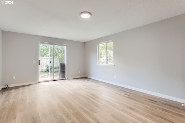 spare room with light wood-type flooring and plenty of natural light