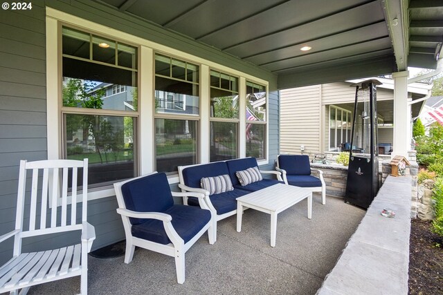 view of patio featuring an outdoor living space