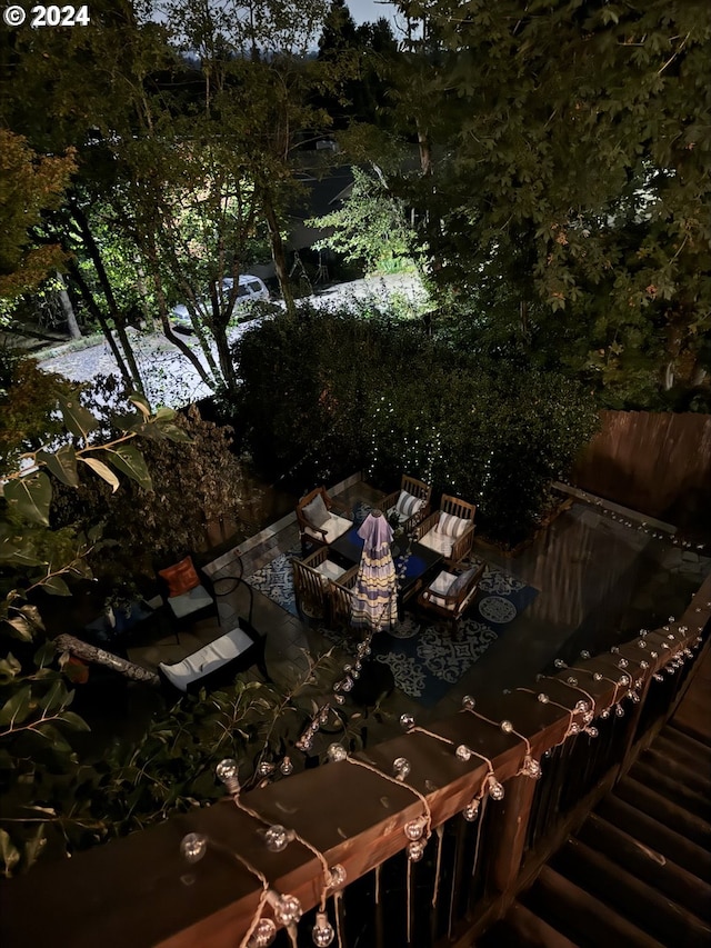 exterior space featuring a patio and an outdoor hangout area