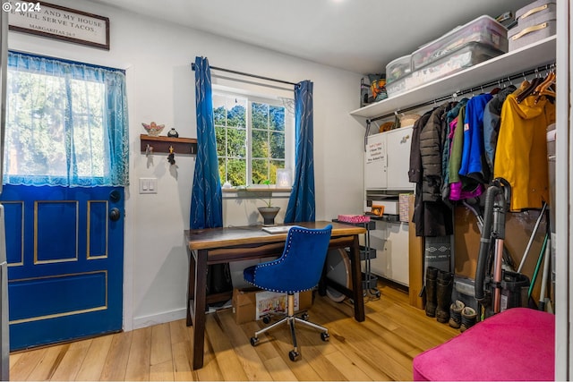 office with hardwood / wood-style floors