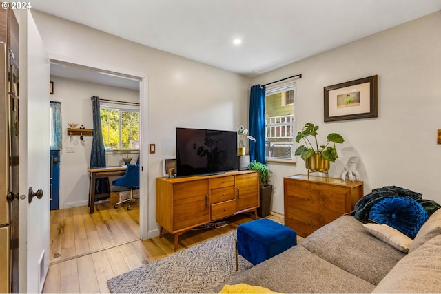 living room with hardwood / wood-style flooring