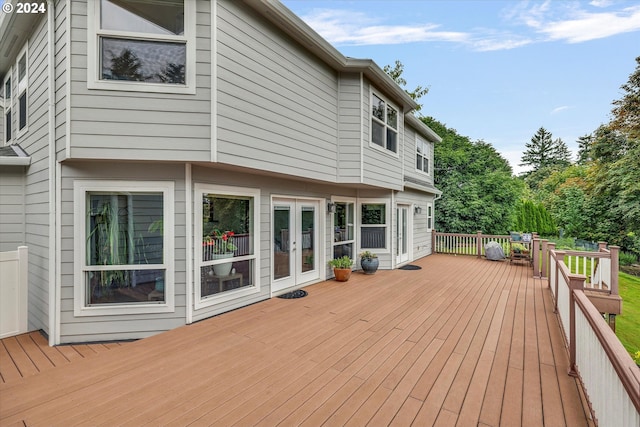 wooden terrace with french doors