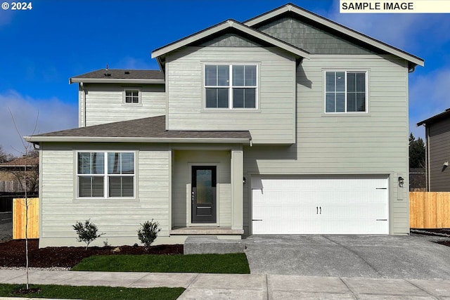 view of front facade featuring a garage