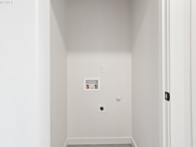 washroom featuring laundry area, washer hookup, electric dryer hookup, and baseboards