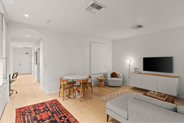 living room featuring light hardwood / wood-style floors