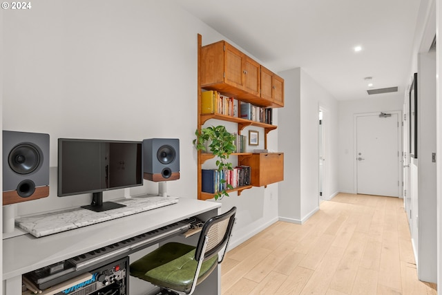 home office featuring light wood-type flooring