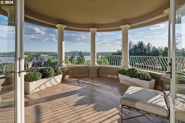 balcony with a water view