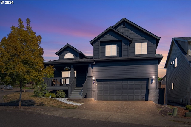 view of front of house with a garage