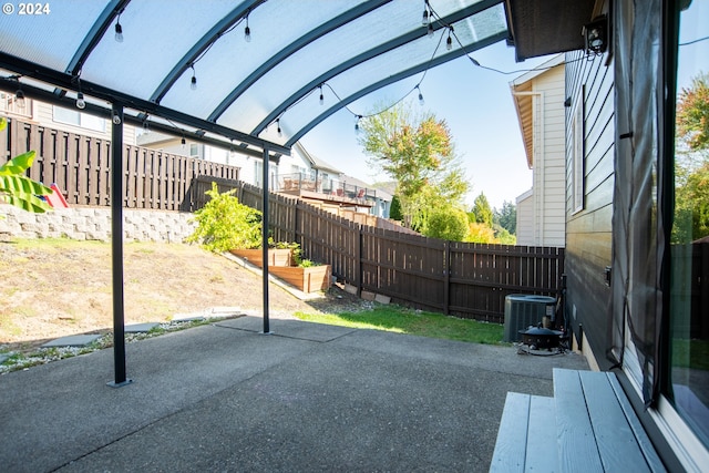 view of patio featuring central air condition unit