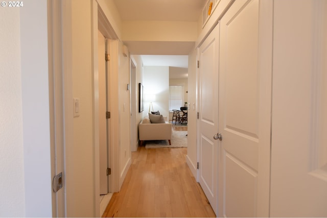 hall featuring light wood-type flooring