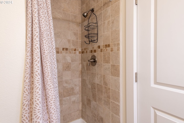 bathroom featuring a shower with shower curtain