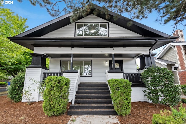 view of front of home featuring covered porch