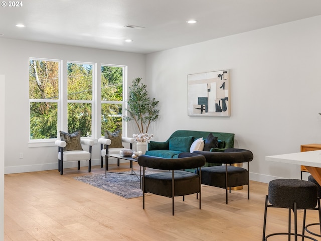 living room with light hardwood / wood-style floors