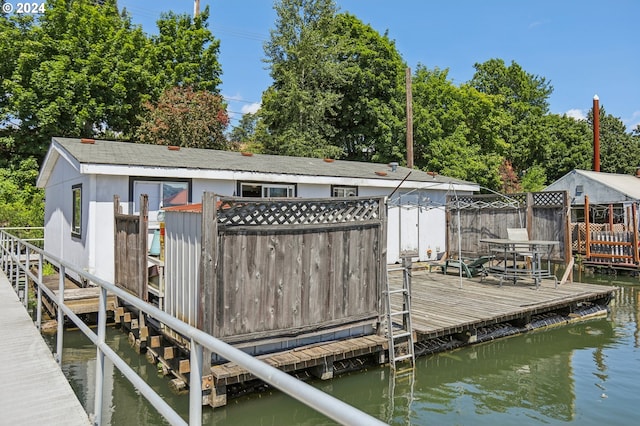 dock area featuring a water view