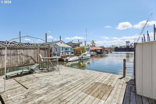 view of dock featuring a water view