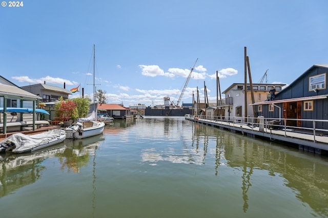 view of dock featuring a water view