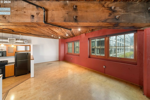 interior space with wood ceiling