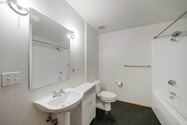 full bathroom with shower / bath combination, toilet, and sink