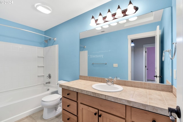2067 NE 49th Way, Hillsboro, OR 97124 - bathroom featuring tile patterned flooring, shower / bathtub combination, toilet, and vanity