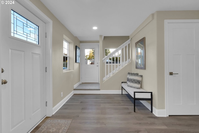 entrance foyer with hardwood / wood-style flooring